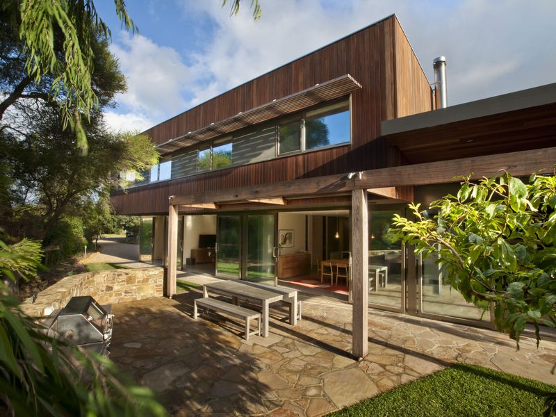 Home clad in horizontal timber cladding boards